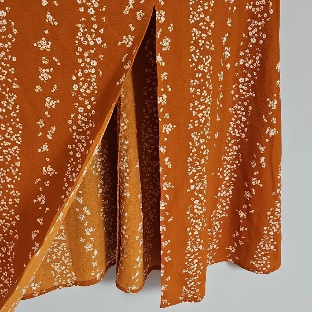 BCBG Paris Women's Orange Crepe Floral Skirt Size S